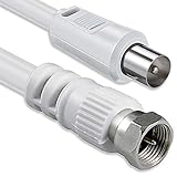 1aTTack Koaxial/SAT Anschluss-Kabel (F-Stecker auf Koaxialstecker, 1,5m 80db) weiß