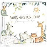 Mein erstes Jahr Babyalbum, Hochwertig Babytagebuch Baby Erinnerungsbuch für das erste Lebensjahr, Fotobuch Babygeschenk Geschenke für Geburt Mädchen &Junge & werdende Mütter Hardcover Waldtieren
