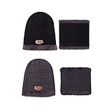 IQYU Jungen Cap 2 STÜCK Winddichter Schal Zweiteilige Wollmütze Wintermütze Thermische Radfahren Baseballmützen Bike Cap Sattelbezug