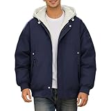 Cexiakong Winterjacke Herren Funktionsjacke Warme Jacken Männer Verdickt Outdoorjacke Einfärbig Winterparka Herrenjacke Herbst Winter Softshelljacke Warm Windjacke Wanderjacke Lässiger Kapuzenmantel