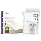 Nuliie 50 Stück Muttermilchbeutel, 250ml BPA-frei Muttermilch Aufbewahrung bag, Milchbeutel für Muttermilch mit Ausgießer für das Stillen, Selbststehender, Kann Eingefroren Werden, Platzsparendes
