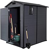 CCLIFE Gartenhaus Gerätehaus Geräteschuppen 3.2m³, Gartenhütte Kunststoff Wetterfest Gerätehäuser 115x163x195cm, Grau, CushHom