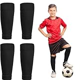 OUDQFCJ 2 Paar Kinder Fußball Stutzen, Atmungsaktiv Schienbeinschoner Socken, Tubes Sportsocken, Elastische Fußballsocken Stutze, für Fußballspiele Anfänger (Schwarz)