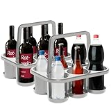 Novaliv 2X Flaschenträger für 12 Flaschen - Stabiler Halt - Getränkekorb Kunststoff, Stapelbar, 32x23x28cm Silber - Ideal für Küche & Keller Getränkekorb Bierträger Getränketräger Flaschenbox