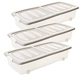 2friends Unterbettkommode mit Rollen - 3er Set Transparente Unterbett Aufbewahrungsboxen 32L (80x40x17cm) mit Geteiltem Deckel & Clip-Verschlüssen Made in EU