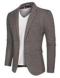 Sakko Herren Sportlich 2 Knöpfe Baumwolle Leinen Sakko Regular Fit Trachte Anzugjacke Espresso L