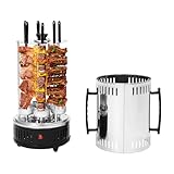 Elektrischer Grill, 1000W Vertikaler Elektrogrill Schaschlikgrill mit 6 Schaschlikspieße, BBQ Vertikalgrill Rundgrill für Schaschlik-, Fleisch-, Garnelen-, Gyrosspieße Dreh-Grill Heizmodul mit Schutzg