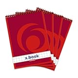 Herlitz Spiral-Notizblock x.book A6, kariert, 50 Blatt, ohne Rand, 4 Stück