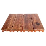 DIKACA Outdoor Balkon Bodenfliesen Witterungsbeständige Rutschfeste Terrassenfliesen mit Klicksystem Dicke DIY Holzfliesen für Garten Terrasse Weg und Balkon Robust Wasserfest