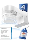 HUBER Motion 100 Infrarot Bewegungsmelder 360° mit 4 Sensoren und Fresnel-Linse - IP65 Bewegungsmelder LED geeignet I inkl. Unterkriechschutz & Bereichsbegrenzung, Wand-/Deckenmontage, weiß