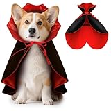 HSSPYY Halloween Hundeumhang, Verstellbarer Vampir-Umhang in Rot-Schwarz für mittelgroße Hunde Stehkragen & Doppelfixierung robust & komfortabel Kostüm für Halloween & Fotos - M (50 cm)