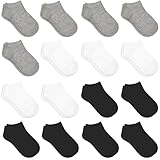 GENTABY Jungen Sneaker Socken Kinder Trainer Weiß Mädchen Knöchelsocken 16 Paare Low Cut Athletic Kleinkind Sport Laufen für 4-7 Jahre 27-30