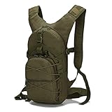 WANDOUSEN Militär Camo Bike Rucksack 15L Outdoor Wasserdicht Mehrfatasche Dauerhaft Taktische Trekking Hoher Dichte Oxford MOLLE-System Wanderrucksack Bergsteigen Tasche Army Backpack Armeegrün