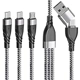 Unillous Multi USB Kabel, Universal Ladekabel 5 in 1 Schnellladekabel mit 2 Typ C und Micro USB Mehrfach Anschlüsse, USB C Multi Ladekabel für iP 16 15 Android Galaxy LG PS4 Tablet 1.2 M