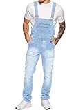 989Zé ENZO Herren Latzhose Denim Blau Arbeitsmode Latzhose Casual Overalls Jeans 30 - 50 Taillengrößen, dunkelblau, 40W x 32L
