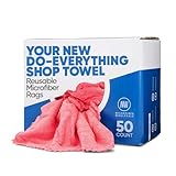 MWipes Mikrofaser-Handtücher, wiederverwendbar, rot, 50 Lappen in einer Box (400 Stück) | super saugfähig, maschinenwaschbar, hunderte Male | Automobil, Farbe, Industrie, Details