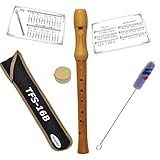 Tuyama® TFS-16B Blockflöte aus Ahornholz - Barocke Griffweise - inkl. Grifftabelle und Notenbeispielen - Sopran-Blockflöte Sopranblockflöte Ahorn Sopran Barock
