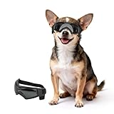 PETLESO Hundebrille für Extra Kleiner XS Hunde Motorradbrille mit Einstellbar Gummiband, Winddichte Chihuahua Sonnenbrille - Schwarz, XS
