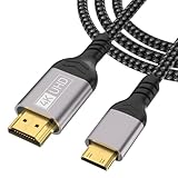 Mini HDMI auf HDMI Kabel 2M, 4K@60Hz Mini HDMI Kabel, HDMI auf Mini HDMI cabel 2.0 18Gbps mit HDR UHD ARC HDCP kompatibel mit DSLR Raspberry Pi Zero Grafikkarte Tablet Projektor Laptop Nikon Kamera
