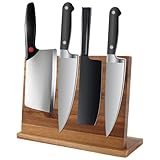 Messerhalter Magnetisch Holz Doppelseitig Starker Magnetismus 32x22x10cm Messerblock Magnetisch Ohne Messer mit Anti Rutsch Matte Kann Unterbringen 10-14 Messer