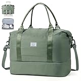 TAN.TOMI Reisetasche Handgepäck,Sporttasche Damen,46x23x32 cm,Handgepäck Tasche Weekender Bag wasserdichte Reisetasche Duffle Bag Trainingstasche Kliniktasche Geburt Geeignet Urlaub Camping, Grün