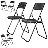 ecosa® Gartenstühle klappbar 2er Set Klappstühle Terrassenstühle mit Rückenlehne & Armlehnen Balkonstuhl Hochlehner Campingstuhl Wetterfest Rattan Optik aus robustem 600D Oxford PVC bis 150 kg