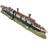 GOLOMOZ Aquarium Titanic Schiffswrack Ornament – Dekoration Höhle für Aquarium, versunkenes Schiff, Aquarium-Dekoration, 36,7 cm lang