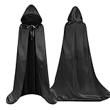 Aomig Sensenmann Kostüm Vampir Kostüm Kinder Jedi Mantel Halloween Umhang mit Kapuze Junge Mädchen Mittelalter Umhang Halloween Kostüm Kinder für Party Karneval Cosplay Familienfeier (Schwarzer-100cm)