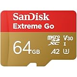 SanDisk Extreme Go microSDXC Karte 64 GB (Für Android Smartphones und Tablets, Action Cams, Drones, UHS-I, bis zu 200 MB/s 5K, 4K UHD, Rescue Pro Deluxe, V30, Class 10, U3) Für Amazon