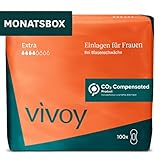 Vivoy Inkontinenz Einlagen für Frauen Größe Extra, 100 Einlagen (10 x 10 Stück), MONATSBOX (inkl. 10 Einlagen Super, diskreter Schutz bei Blasenschwäche & hohe Saugstärke