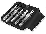 PREMIUM Pinzetten-Set Spitz-Pinzette Splitterpinzette Edelstahl + Aufbewahrungs-Etui