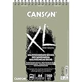 CANSON XL® Sand Grain, graufarbiger Zeichenblock mit sandpapierartiger Oberfläche, DIN A4, 40 Blatt, 160 g/m²