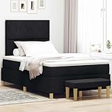 Gecheer Boxspringbett mit Matratze & Bank Schwarz 120 x 200 cm Stoff, Modernes Gästebett für Stilvoll Schlafzimmer Gästehaus3344368