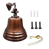 ARSUK Schiffsglocke 5 Zoll - Wandglocke aus Aluminium mit Seil - Laut & Klar - Vintage Glocke zum Aufhängen für Tür, Garten, Boot, Spielhaus oder Bar - Maritime Deko