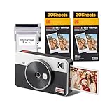 KODAK Mini Shot 2 Retro 4Pass 2-in-1-Sofortkamera, Sofortbildfilm, mit Fotodrucker (5,3 x 8,6 cm) und Pack mit 68 Blättern, Weiß