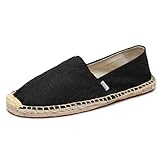 Altxic Herren Komfort Canvas Slip on auf Espadrilles Flache Dunkelschwarz 44 EU