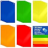 Trennstreifen für Ordner A4 Bunt Trennblätter Ordner Plastik 24 x 10,5cm Kunststoff Trennstreifen Mit Universal Lochung Wiederverwendbares 5 Farben für Sortieren und Trennen für Schule Büro 25 Stück