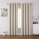 CUCRAF Vorhang Blickdicht Thermovorhang Kälteschutz 2er Set H225 x B140 cm Verdunklungsvorhänge Beige Gardinen mit Ösen, Weich und Langlebig Schallschutz Vorhang für Schlafzimmer Wohnzimmer