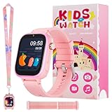 OKYUK 4G Kinder smartwatch, smartwatch Kinder mit GPS und Telefon,Armbanduhr Kinder Junge mädchen,mit Video Phone Call, Nachrichten, Schulmodus, SOS-Funktion, Kamera und Schrittzähler (Rosa)