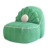 Rucener Grün Muscheln Sitzsack XXL 110 x 100 x 78 cm für Erwachsene Frauen mit Füllung, Kuscheltier Sitzsack Sofa für Kinder Mädchen, Bean Bag Chair mit Muschel Kissen, Maritime Deko für Kinderzimmer