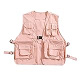KiBcsLic Cargoweste Freizeitweste Outdoorweste Angelweste als Ärmellose Jacke mit Mehreren Taschen Und Offener Front für Leichtes Anziehen für Alltag Und, ROSA, XL