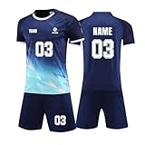 Generisch Trikot mit Eigenem Namen & Nummer & Logo, Trikot Personalisiert Kinder, Fußball Trikots Shorts Set für Kinder/Erwachsene, Fussball Jersey Trainingsanzug für Junge Herren