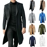 Sale Angebote Wintermantel Mantel Herren Lang Wintermantel Casual Trenchcoat Einfarbig Wollmantel mit Knöpfen Langarm Winterjacke Große Größen Jacke Woll Windbreaker Revers Übergangsjacke Outwear