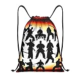 RoMuka Leichter Rucksack mit Sonnenblumenmuster, mit Kordelzug, Tasche, Fitness-Tasche, täglich, faltbarer Kordelzug-Rucksack, Silhouetten von Martial, S