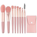 WOLMIK Pinselset Makeup, 8 Stück Make Up Pinsel Set - Foundation, Lidschatten, Concealer, Eyeliner, Augenbrauen Pinsel - Rosa