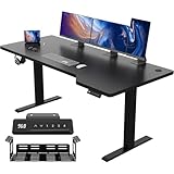 JUMMICO HöHenverstellbarer Schreibtisch 160 x 70 cm L-förmiger Schreibtisch Höhenverstellbar Elektrisch,Ergonomie Gaming Tisch mit Haken (Schwarz)