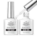 Born Pretty Top Coat Gel UV - No Wipe Super Top Coat Gloss Base Gel Kein Absplittern Oder Abblättern und Lang Anhaltend Unterlack und Überlack Set