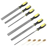 SINJEUN Holzraspel Set 6tlg, 200mm und 250mm Holzfeilen Set, Metall Rundfeile Halbrundfeile Halbrundraspel Flachfeile für Holzbearbeitung