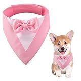 Hundesmoking, Hundehochzeit Bandana Kragen mit Fliege Hundekostüme kleine Hunde Hundesmoking für kleine Hunde Hundeanzug Kostüm für Hunde Hochzeit, Verlobung, und Geburtstag (Hals:20-30cm/Pink)
