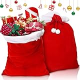 ZQEJEFD Weihnachtssack, 2 Stück XXL Nikolaussack Weihnachtsmann, 70 x 100 cm Nikolausbeutel zum Befüllen, Goldener Samt-Weihnachtsmann Sack zum Verpacken/Aufbewahren von Weihnachts-Geschenken & Deko